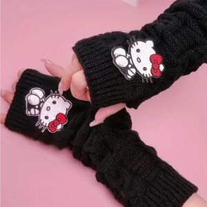 Hello Kitty Black Fingerless Mittens